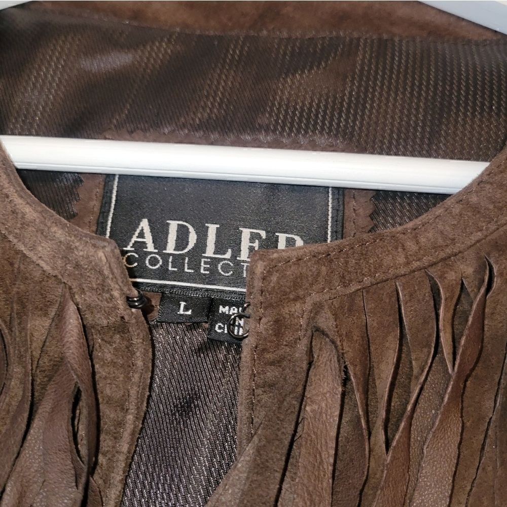 Vintage Adler Collection Brown Suede Leather Fringe Jacket Western Style L - Picture 7 of 14